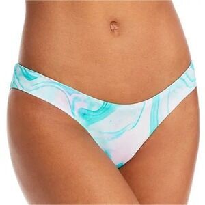 AQUA Swim Turquoise Multi Color Swirl Pattern Bikini Swim Bottom Size Medium